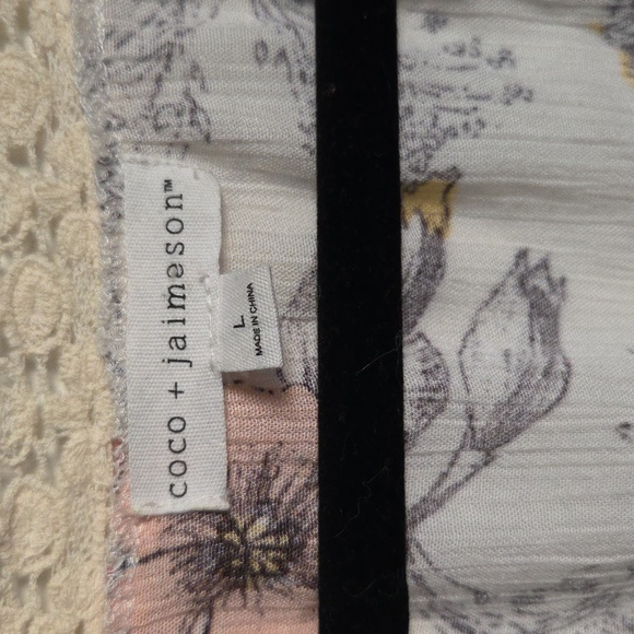 Coco Jamison Boho Floral Lace Trim Women's Rayon Kimono Size Large EUC - Picture 4 of 15